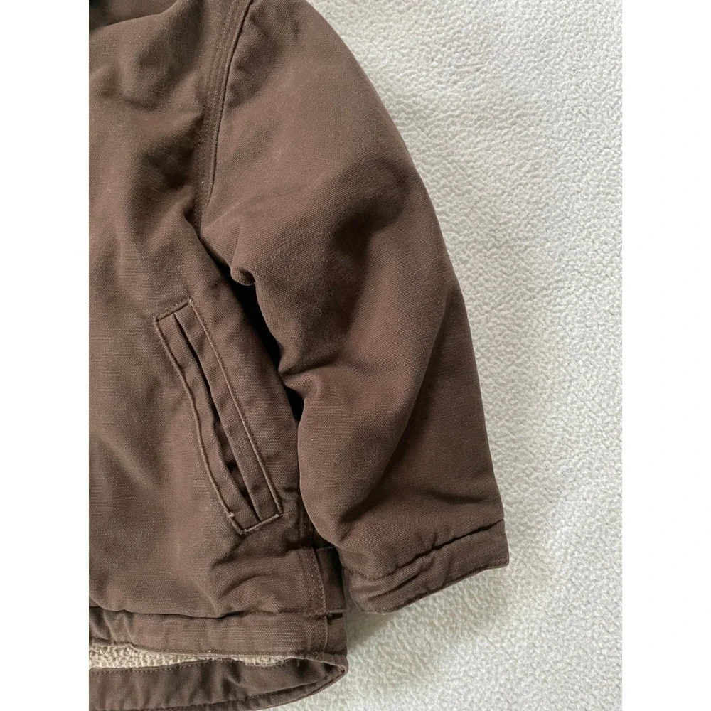 Berne Toddler 4T Workwear Jacket Brown Sherpa Lined Hooded Canvas BHJ42TBB